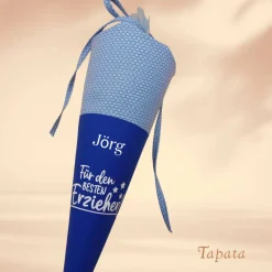 Geschenk für Erzieher / Erzieherinnen - Kleine Schultüte personalisierbar Blau