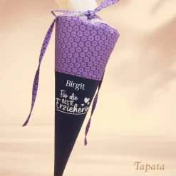 Geschenk für Erzieher / Erzieherinnen - Kleine Schultüte personalisierbar Lila blau