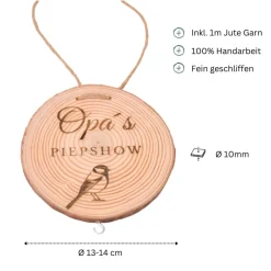 Geschenk für Opa zum Geburtstag - Meisenknödelhalter mit Gravur „Opas Piepshow“ - Geschenkidee Garten