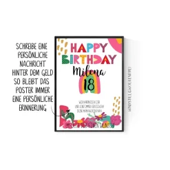 Geschenk für Sohn | Tochter | zum 18.Geburtstag | Geldgeschenk | Poster personalisierbar mit Namen