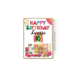 Geschenk für Tochter zum 10.Geburtstag | Geldgeschenk | Poster personalisierbar mit Namen