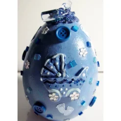 Geschenk HALLO BABY BLAU Geschenk zur Taufe Babyparty Geburt Deko-Ei Deko fürs Babyzimmer für Jungen