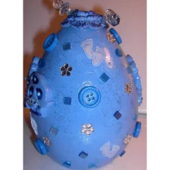 Geschenk HALLO BABY BLAU Geschenk zur Taufe Babyparty Geburt Deko-Ei Deko fürs Babyzimmer für Jungen