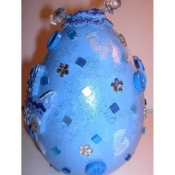 Geschenk HALLO BABY BLAU Geschenk zur Taufe Babyparty Geburt Deko-Ei Deko fürs Babyzimmer für Jungen