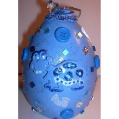 Geschenk HALLO BABY BLAU Geschenk zur Taufe Babyparty Geburt Deko-Ei Deko fürs Babyzimmer für Jungen