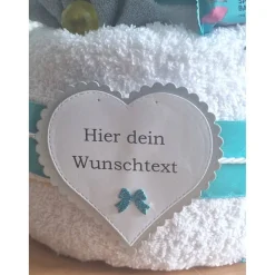 Geschenk Handtuchtorte türkis personalisiert – originelles Geschenk für Freunde, Valentinstag & Geburtstag
