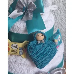 Geschenk Handtuchtorte türkis personalisiert – originelles Geschenk für Freunde, Valentinstag & Geburtstag