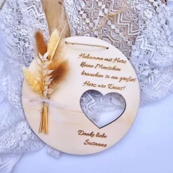 Geschenk Hebamme | Hebamme mit Herz | Dankeschön Hebamme mit Trockenblumenstrauß | personalisiertes Geschenk