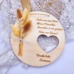 Geschenk Hebamme | Hebamme mit Herz | Dankeschön Hebamme mit Trockenblumenstrauß | personalisiertes Geschenk