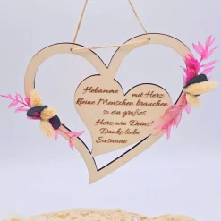 Geschenk Hebamme | Hebamme mit Herz | Dankeschön Hebamme mit Trockenblumenstrauß | personalisiertes Geschenk