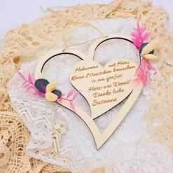 Geschenk Hebamme | Hebamme mit Herz | Dankeschön Hebamme mit Trockenblumenstrauß | personalisiertes Geschenk