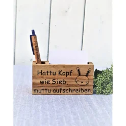 Geschenk Idee mit graviertem Kuli und Notizzettelhalter