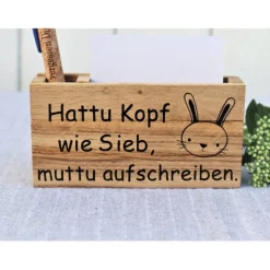 Geschenk Idee mit graviertem Kuli und Notizzettelhalter