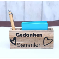 Geschenk Idee mit graviertem Kugelschreiber Notizzettelhalter Gedankensammler