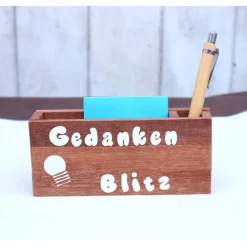 Geschenk Idee mit graviertem Kugelschreiber Notizzettelhalter Gedankensammler