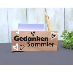 Geschenk Idee mit graviertem Kuli und Notizzettelhalter Gedankensammler
