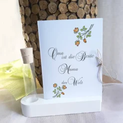 Geschenk Karte Oma ist die Beste Mama der Welt einzeln od. mit Kartenhalter | Geschenk zum Muttertag | | Geburtstag Oma