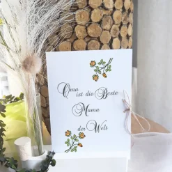 Geschenk Karte Oma ist die Beste Mama der Welt einzeln od. mit Kartenhalter | Geschenk zum Muttertag | | Geburtstag Oma