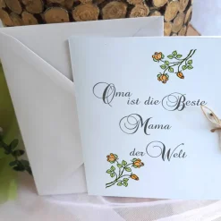 Geschenk Karte Oma ist die Beste Mama der Welt einzeln od. mit Kartenhalter | Geschenk zum Muttertag | | Geburtstag Oma