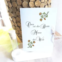 Geschenk Karte Oma ist die Beste Mama der Welt einzeln od. mit Kartenhalter | Geschenk zum Muttertag | | Geburtstag Oma
