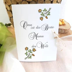 Geschenk Karte Oma ist die Beste Mama der Welt einzeln od. mit Kartenhalter | Geschenk zum Muttertag | | Geburtstag Oma