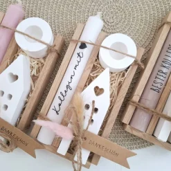 Geschenk Kollegin mit Herz Kollege Geschenkset Dankeschön Haus / Lichthaus Kerzenhalter rund Kerzenset Geschenkset Stabk