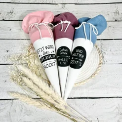 Geschenk Studium Uni kleine Schultüte weiterführende Schule aus Musselinstoff 35 cm