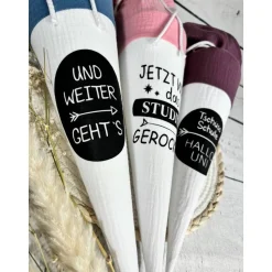 Geschenk Studium Uni kleine Schultüte weiterführende Schule aus Musselinstoff 35 cm