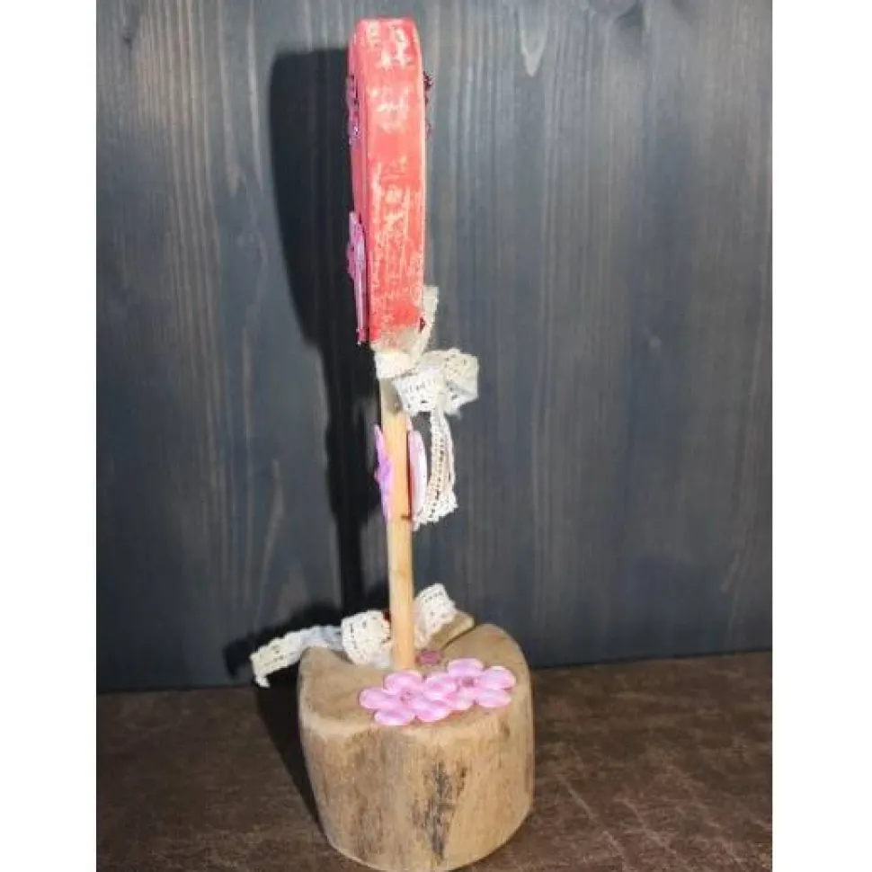 Geschenk Valentinstag ICH LIEBE DICH abstrakt gestalteter Herzaufsteller aus Holz m. Acrylfarbe im Shabby-Stil gestaltet