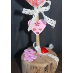Geschenk Valentinstag ICH LIEBE DICH abstrakt gestalteter Herzaufsteller aus Holz m. Acrylfarbe im Shabby-Stil gestaltet