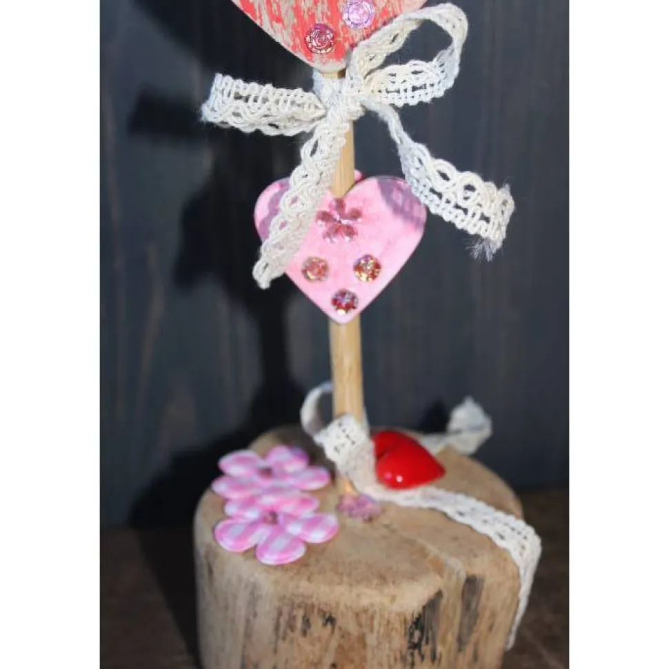 Geschenk Valentinstag ICH LIEBE DICH abstrakt gestalteter Herzaufsteller aus Holz m. Acrylfarbe im Shabby-Stil gestaltet