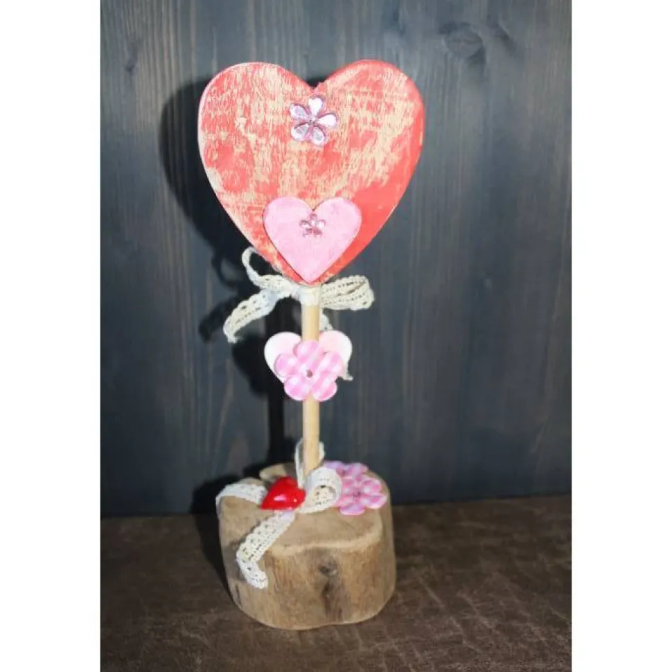 Geschenk Valentinstag ICH LIEBE DICH abstrakt gestalteter Herzaufsteller aus Holz m. Acrylfarbe im Shabby-Stil gestaltet
