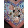 Geschenk Valentinstag LOVE abstrakt maritim gestaltetes Herz aus Holz mit Acrylfarbe im Shabby-Stil bemalt