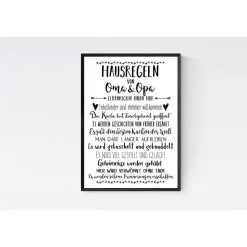 Geschenk Weihnachtsgeschenk Oma Opa Grosseltern Hausregeln Poster