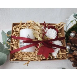 Geschenk zu Weihnachten - Weihnachtskerze mit Seifenstern Winterzauber und Engelsflügel