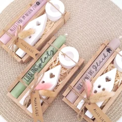 Geschenk zum Einzug | Kerzenset mit Haus/Lichthaus & Kerzenhalter rund | Einweihung, Umzug, Richtfest