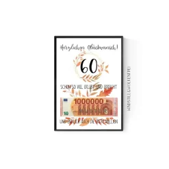 Geschenk zum 60.Geburtstag | Geldgeschenk | Poster| Sechzig | Sechzigster | Blätter