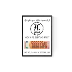 Geschenk zum 70.Geburtstag | Geldgeschenk | Poster| Siebzig | Siebzigster |