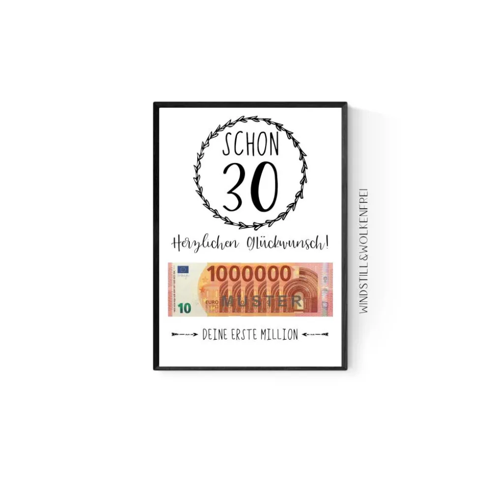 Geschenk zum 30.Geburtstag | Geldgeschenk | Poster| Dreißig | Dreißigster | Deko