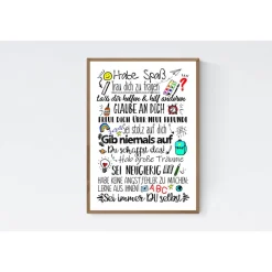 Geschenk zum Schulanfang Einschulung Wünsche Mutmacher Poster Kinderzimmer Druck