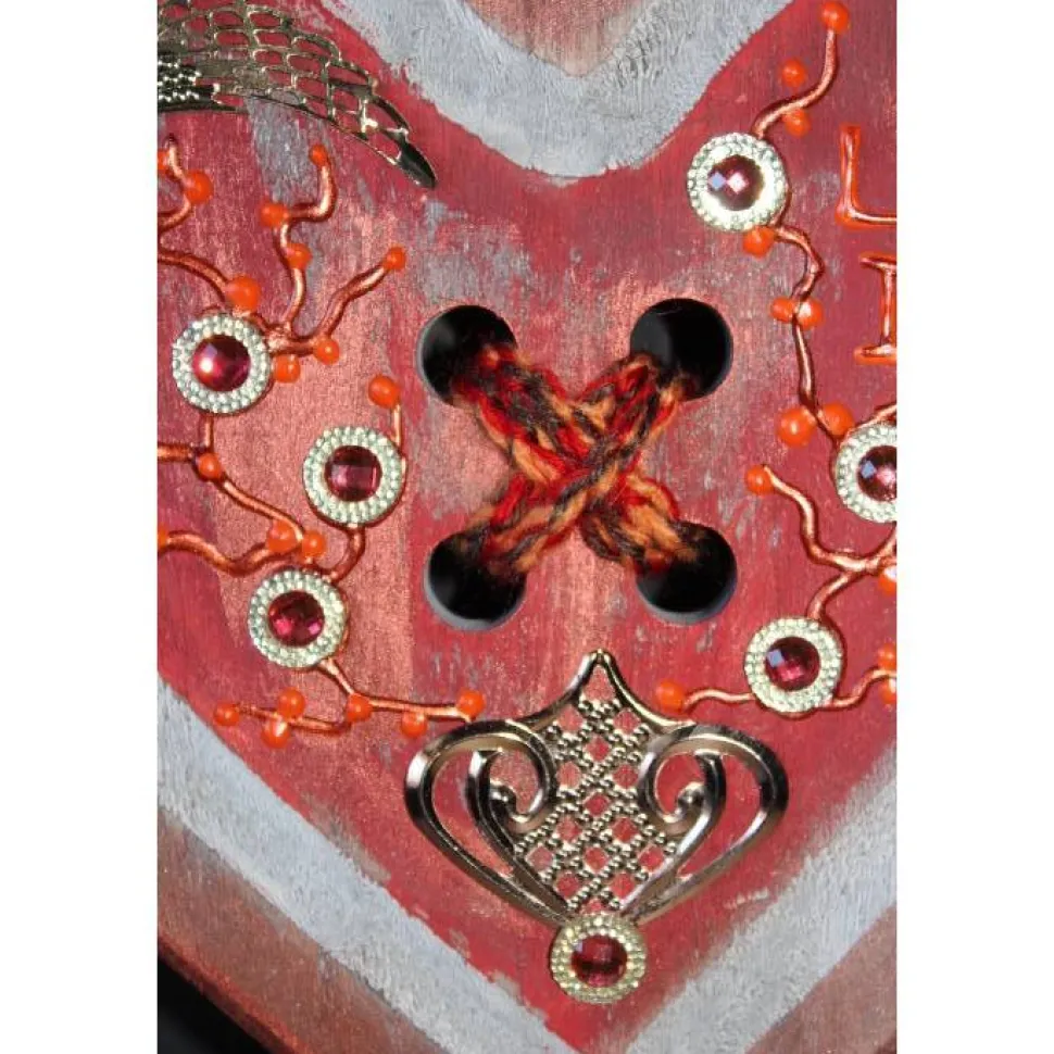 Geschenk zum Valentinstag ICH LIEBE DICH abstrakt gestaltetes Herz aus Holz mit Acrylfarbe im Shabby-Stil bemalt