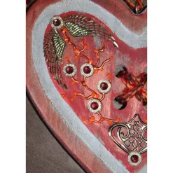 Geschenk zum Valentinstag ICH LIEBE DICH abstrakt gestaltetes Herz aus Holz mit Acrylfarbe im Shabby-Stil bemalt