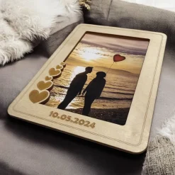 Geschenk zum Valentinstag | Personalisierter Bilderrahmen | Persönliches Geschenk zum Jahrestag | Bilderrahmen aus Holz