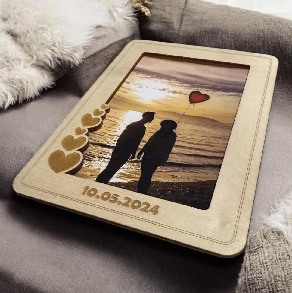 Geschenk zum Valentinstag | Personalisierter Bilderrahmen | Persönliches Geschenk zum Jahrestag | Bilderrahmen aus Holz