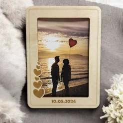 Geschenk zum Valentinstag | Personalisierter Bilderrahmen | Persönliches Geschenk zum Jahrestag | Bilderrahmen aus Holz