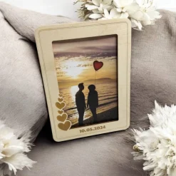 Geschenk zum Valentinstag | Personalisierter Bilderrahmen | Persönliches Geschenk zum Jahrestag | Bilderrahmen aus Holz
