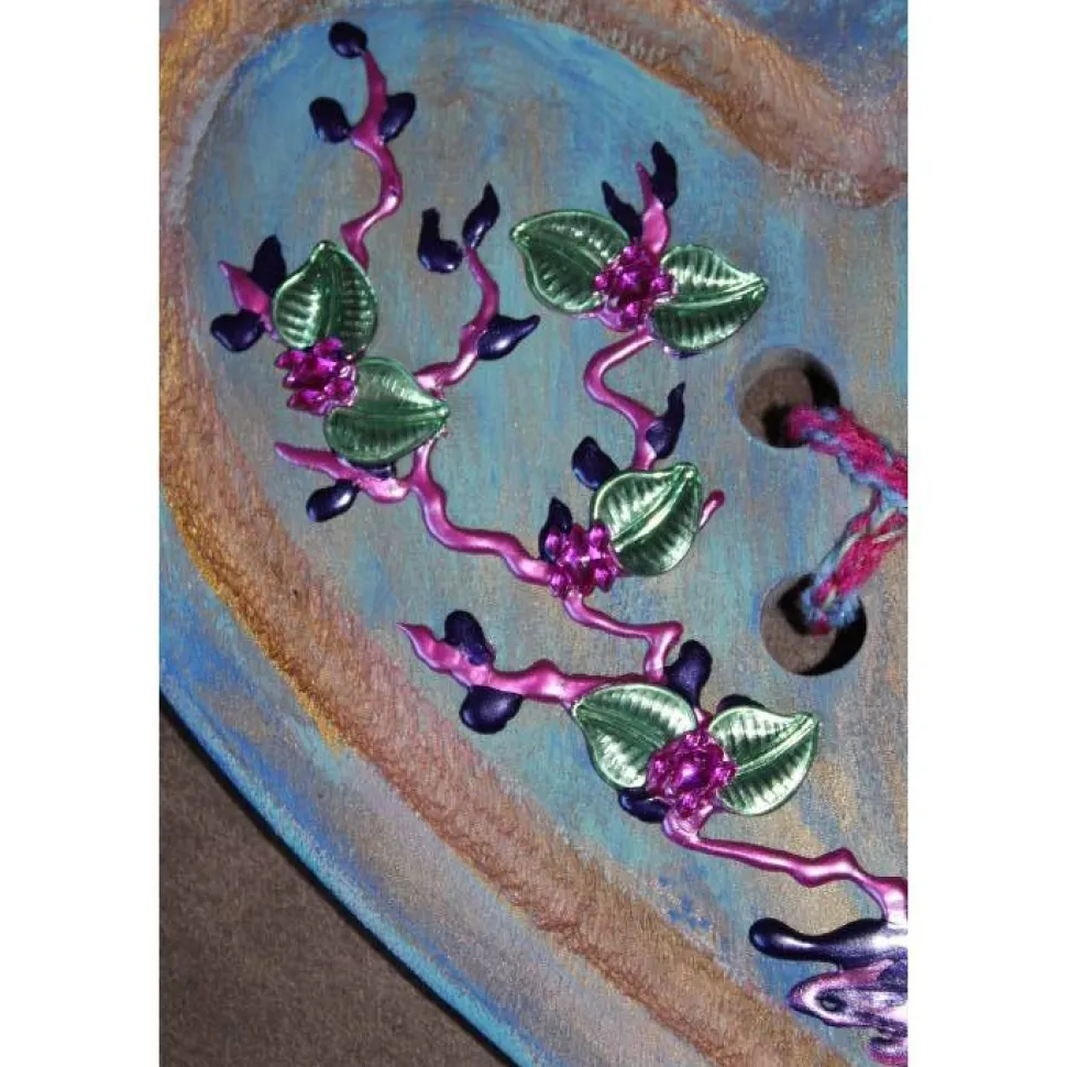 Geschenk zum Valentinstag ICH LIEBE DICH abstrakt gestaltetes Herz aus Holz mit Acrylfarbe im Shabby-Stil bemalt