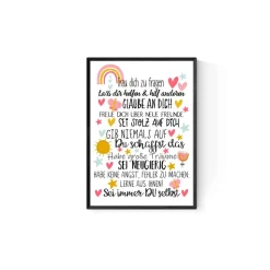 Geschenk zur Einschulung  Schulanfang Wünsche Mutmacher Poster Kinderzimmer Druck Regenbogen