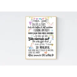 Geschenk zur Einschulung  Schulanfang Wünsche Mutmacher Poster Kinderzimmer Druck Einhorn