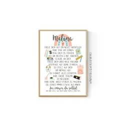 Geschenk zur Einschulung Schulanfang Wünsche Mutmacher Poster Jungen Jungs Name personalisierbar mit Name